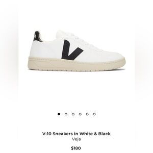 Veja V-10 Sneakers in White & Black. Size 10